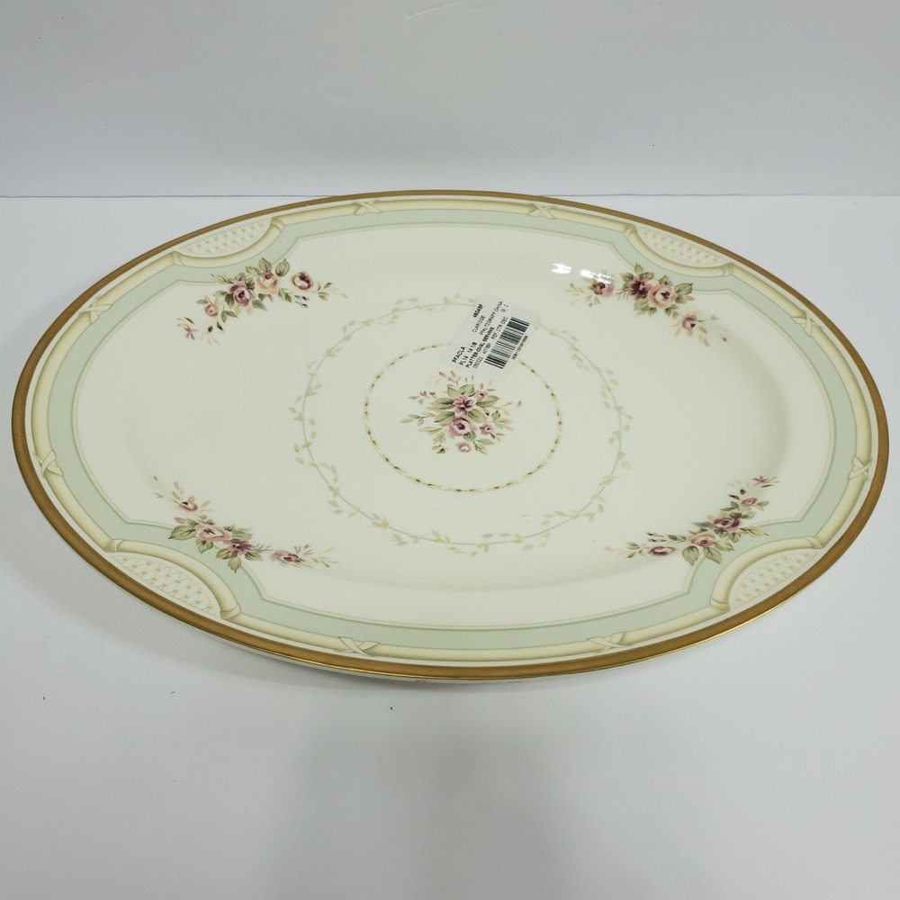 Pfaltzgraff Claridge American Bone China Serving Platter White Floral Gold Trim